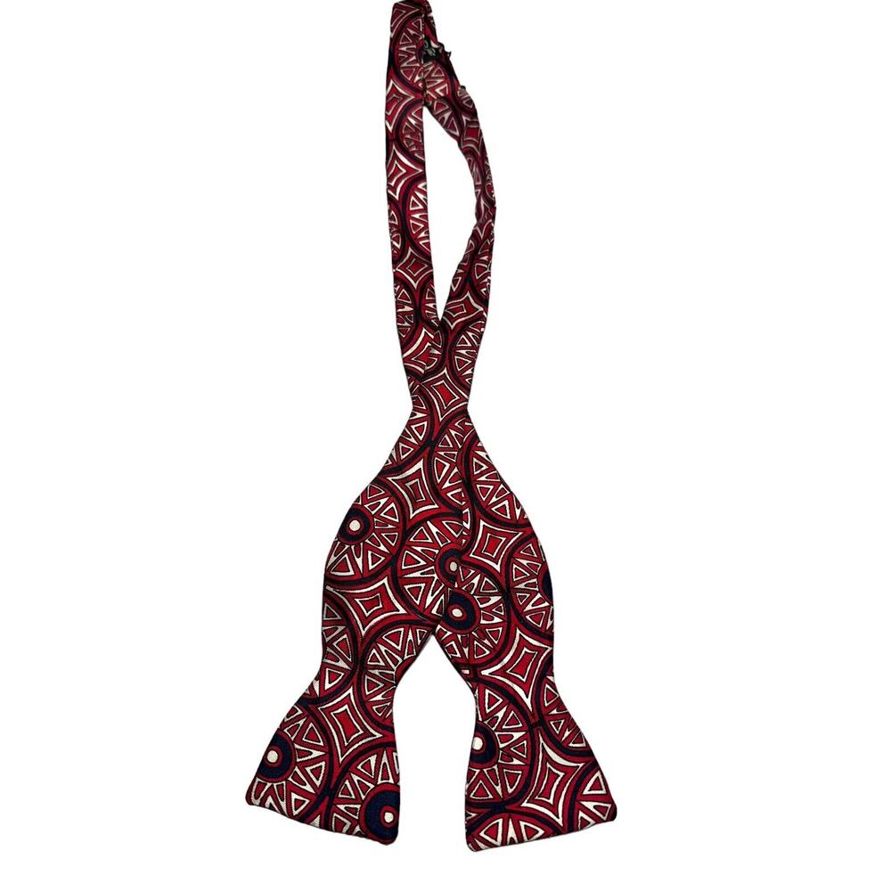 Tribal Silk Print Robert Talbott Black Red Bow Tie Men’s Formal One Size OAK